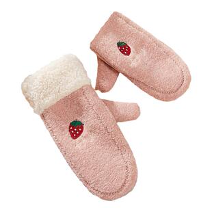 手套女士冬季骑行卡通可爱女生连指保暖加绒防寒送女友户外