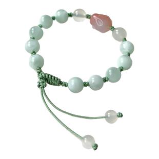 川上述原创国风绿海纹石编绳手链新中式饰品小众礼物女手工玛瑙