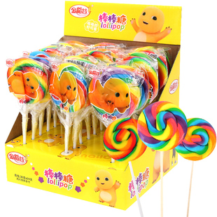 金稻谷彩虹棒棒糖波板糖幼儿园送小孩儿童七彩创意小零食过年糖果