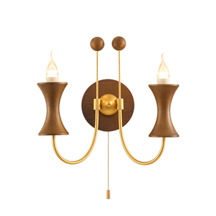 旭呈美式复古卧室双头蜡烛壁灯法式中古风床头灯客厅沙发背景墙灯