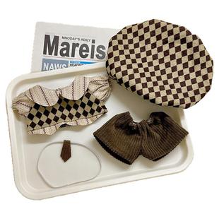 现货10cm20cm棉花娃娃衣服酷帅套装复古学院风格毛绒玩偶换装娃衣