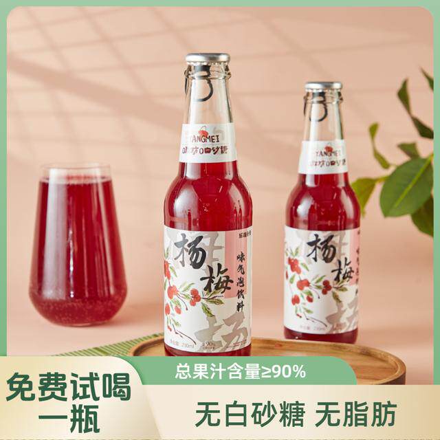乐趣十分杨梅气泡酸甜解腻果汁饮料无白砂糖无脂肪干净天然原汁
