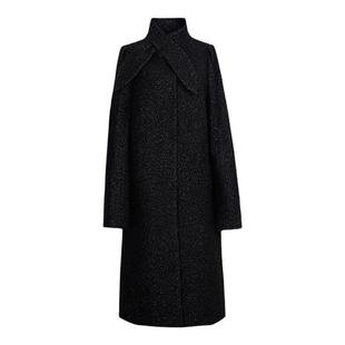 MEDECOO/墨蒂珂2024秋冬花呢长款锥形毛呢大衣 显瘦外套MID20314