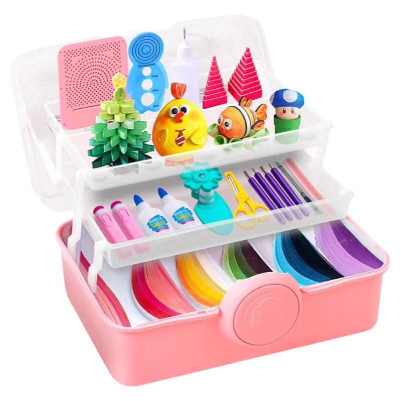 手工衍纸套装手工DIY材料包衍纸画套装工具包幼儿园初学者小学生衍纸艺术线稿图收纳盒相框模板书签纸条作品