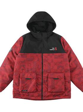 奕时代胖男童大童90绒连帽羽绒服