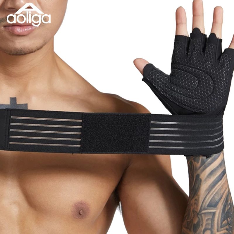 跨境奥力佳透汽护手器械健身防滑运动长腕带摩耐骑行手套男女单车