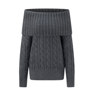 CLIMAX VISION氛围感美学/软糯慵懒温柔一字肩麻花肌理感针织毛衣