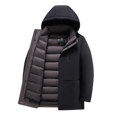 鸭鸭鹅绒商务款拆卸内胆羽绒外套