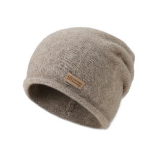 玖慕纯山羊绒帽子女秋冬护耳加厚保暖长绒冷帽针织毛线堆堆月子帽