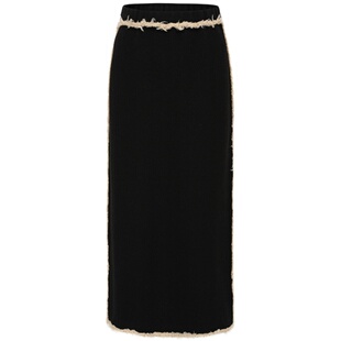 J1M5买手店 SWAYING 24春夏 毛羽锁边拼接直筒半裙 设计师品牌