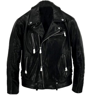 桑尼推荐必入赔本抛植鞣头层绵羊皮翻领机车皮夹克男皮衣