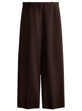 HM女装裤子2026夏季新款通勤亚麻混纺直筒裤腿精裁长裤1333827