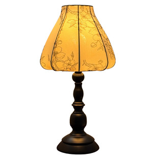 法式中古布艺碎花台灯书房卧室床头灯小清新触摸调光装饰氛围灯