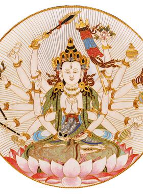 准提菩萨碳盘摆件掐丝珐琅彩中式客厅大堂桌面坐盘景泰蓝手工礼品