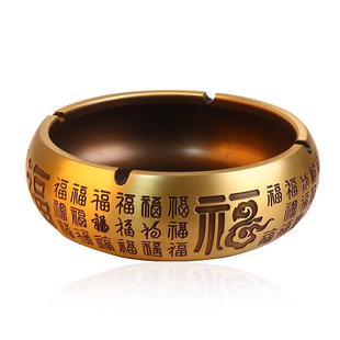 特大号纯黄铜百福烟灰缸金属铜制送父亲家用老板办公桌用铜制灰缸
