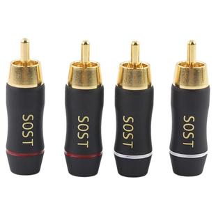 AUDIOSOSTrca莲花插头纯铜镀金RCA音频信号线插头DIY音响箱线插头