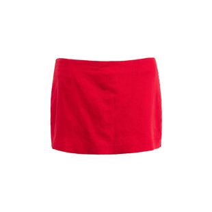 SMIIILE天丝亚麻防走光裙裤抽绳半身裙女带安全裤夏短款a字裙气质