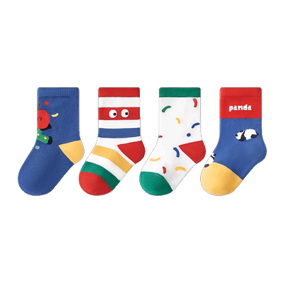 小龙人无骨男宝秋冬中筒棉袜