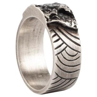 如此银作原创设计99足银情侣戒指 石纹肌理做旧复古个性时尚银饰