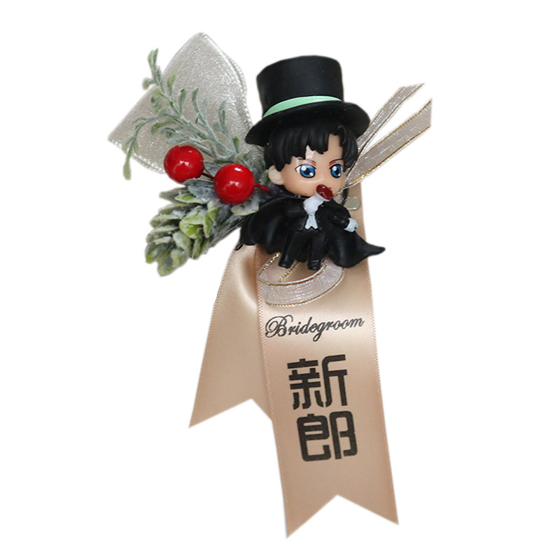 Q版卡通伴郎伴娘胸花新郎新娘结婚手腕花家人全套新人胸针伴手礼
