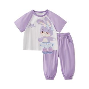 女童套装夏季儿童短袖运动两件套宝宝夏款抗菌休闲衣服中小童夏装