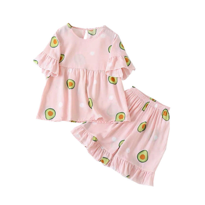儿童套装绵绸娃娃衫家居服夏季薄