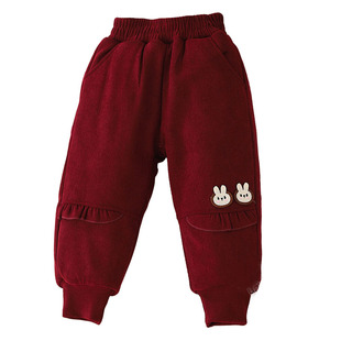 女童裤子秋冬2025新款儿童宝宝三层夹棉加厚保暖棉裤一条过冬外穿