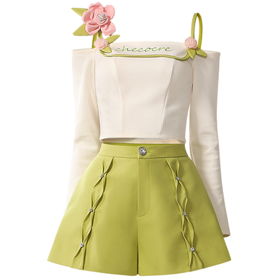茬客甜美多巴胺上衣短裤套装