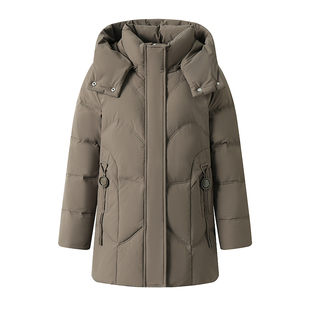 鸭鸭羽绒服女中长款2025冬季新款妈妈装加厚中老年宽松白鸭绒外套