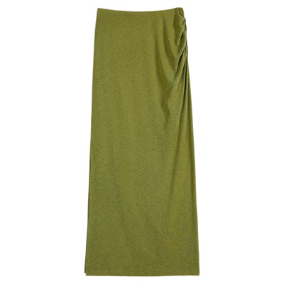 NEVA HU 侧开叉高腰半身裙女莫代尔垂感直筒裙子包臀长裙一步裙