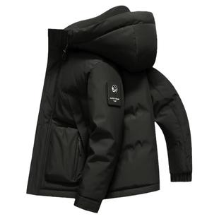 鸭鸭品牌羽绒服男2024年秋冬新款正品连帽短款工装撞色拼接外套HG