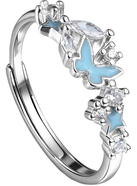 吴越老银铺星空蝴蝶情侣戒指