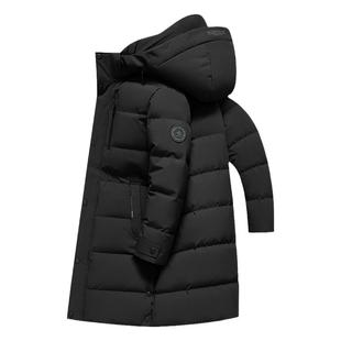 鸭鸭男士羽绒服中长款冬季加厚2024新款爸爸冬装中老年人保暖外套