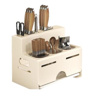 筷子笼一体刀架置物架免打孔壁挂式不锈钢筷筒厨房台面刀具收纳盒