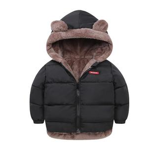 儿童羽绒棉服加绒加厚红色2024冬季新款男童外套宝宝中小童女童装