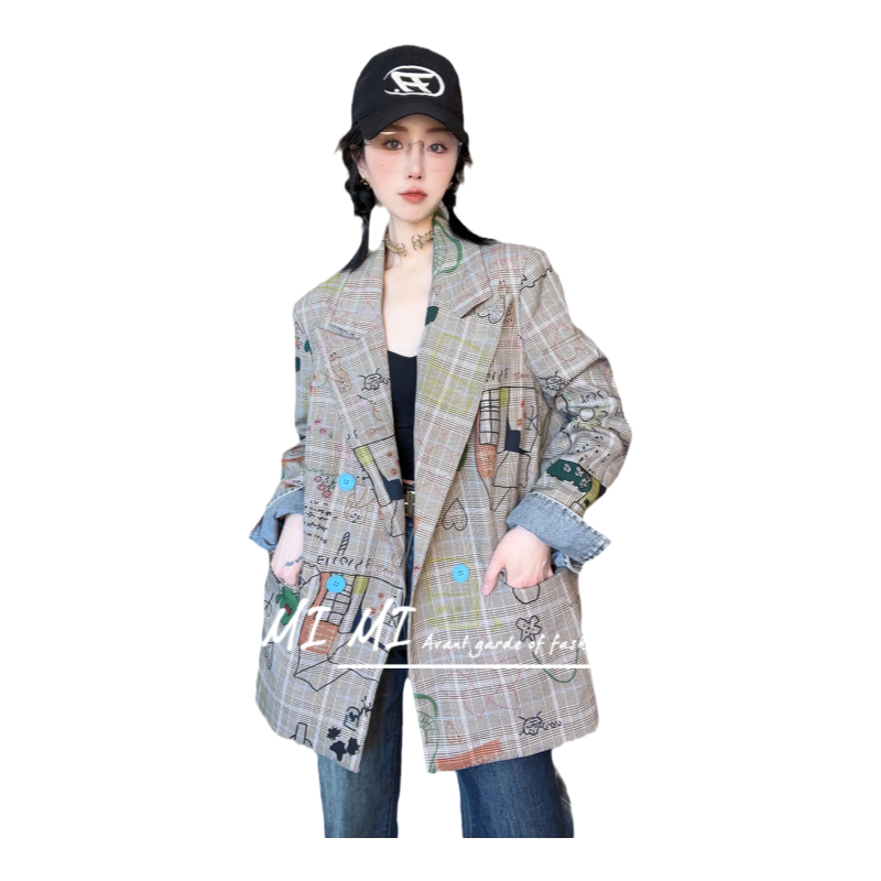 RRfshion外套中长款格子西服