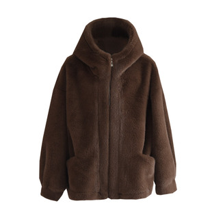 2024新款皮草外套女小米貂短款皮毛一体仿水貂绒加厚连帽保暖上衣