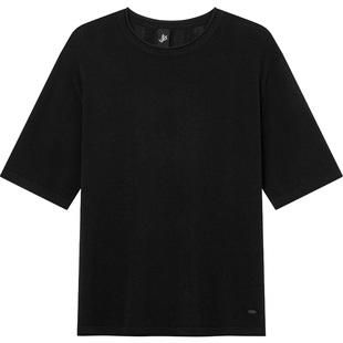 JDV男装商场同款夏季黑色圆领短袖针织T恤亲肤舒适上衣SKS5363