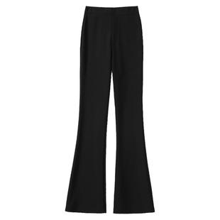 喇叭裤女春秋2025新款高腰垂感弹力黑色冬季加绒小个子西装微喇裤