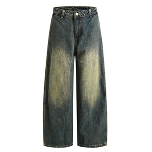 GOOZI MADE 水洗渐变牛仔裤男春季美式高街男生宽松阔腿休闲裤子