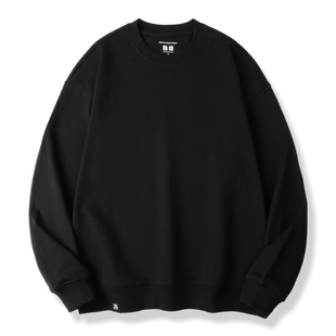 真维斯盖尔大码品牌无性别男女装纯棉卫衣简单百搭圆领黑色打底衫