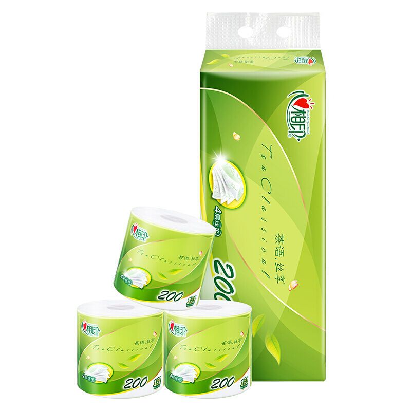 心相印茶语有芯卷纸4层200克卷筒纸巾家用宿舍厕纸手纸实惠卫生纸
