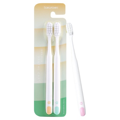 樱花时尚细羽柔丝牙刷洁净护按摩牙龈日系简约经典进口材质情侣装