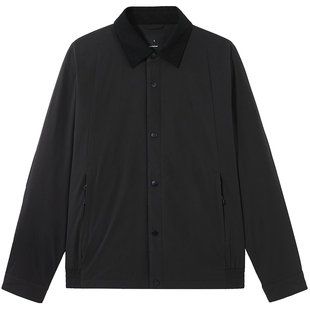 热风男士羽绒服轻薄羽绒外套2025年冬季新款时尚翻领黑色羽绒服