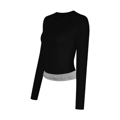 ARIALEISURE 假两件运动长袖T恤女新款普拉提训练服健身上衣