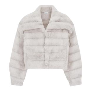 茉萱 银河旷野 2025新款进口雷克斯獭兔毛短款龙猫色皮草外套女冬