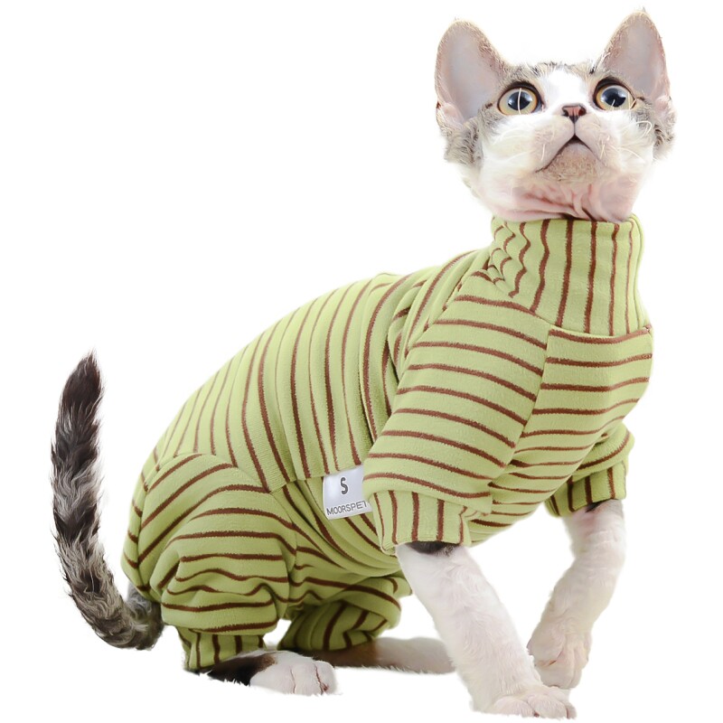 MOMO护肚子四脚衣无毛猫衣服斯芬克斯幼猫德文衣服弹力德绒打底衣