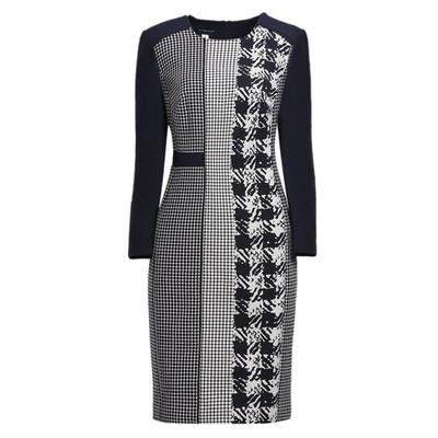 靓诺藏蓝气质显瘦秋冬连衣裙