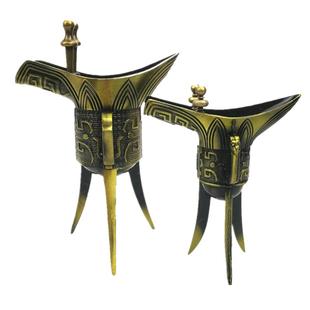 仿古青铜爵杯酒杯乾隆杯三角杯兵马俑纪念品摆件古风装饰道具居家