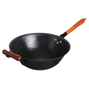 中福加深铁锅铸铁锅无涂层老式炒菜锅圆底广西陆川生铁锅龟纹铁锅